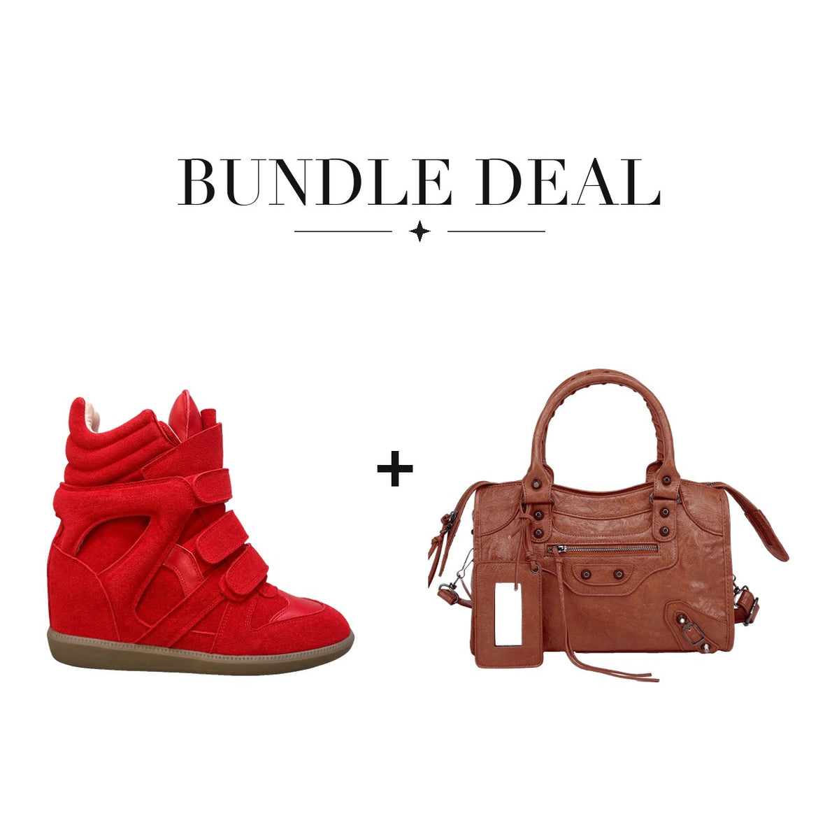 Lovy Sneaker Red + City bag Brown