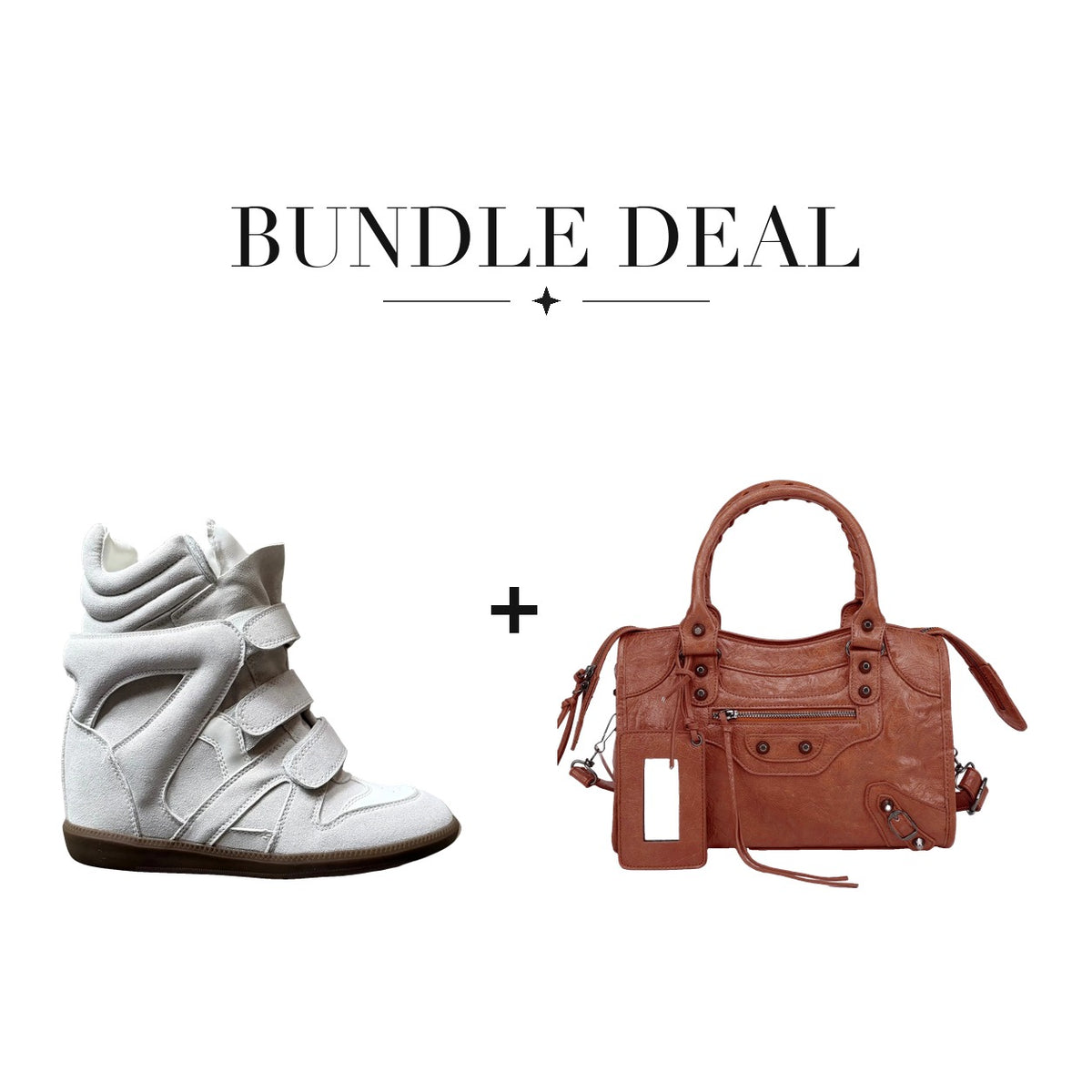 Lovy Sneaker White + City bag Brown