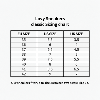 Lovy Sneakers size chart