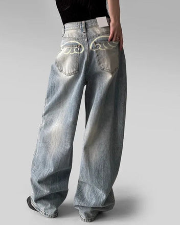 Blue wings baggy jeans