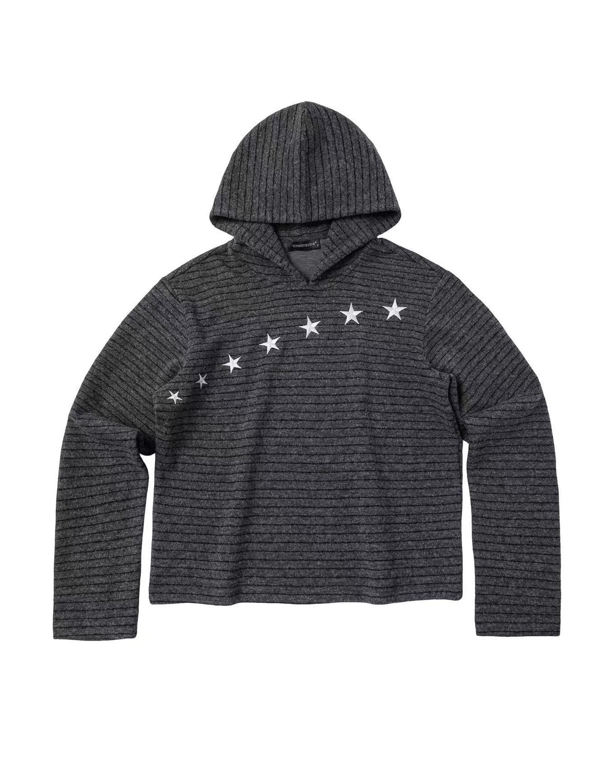Charcoal star ribbed hoodie