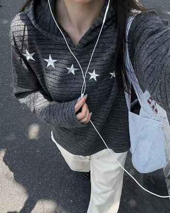Star ribbed hoodie