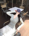 Blue striped henley longsleeve top