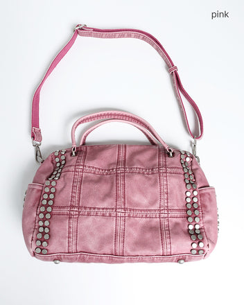 Pink studded crossbody bag