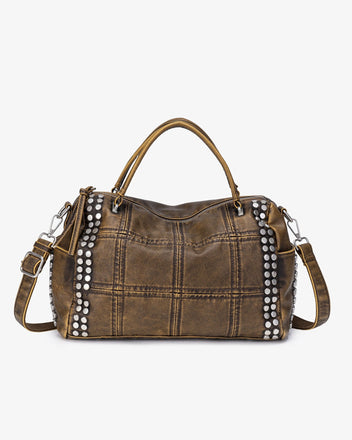 Brown studded crossbody bag