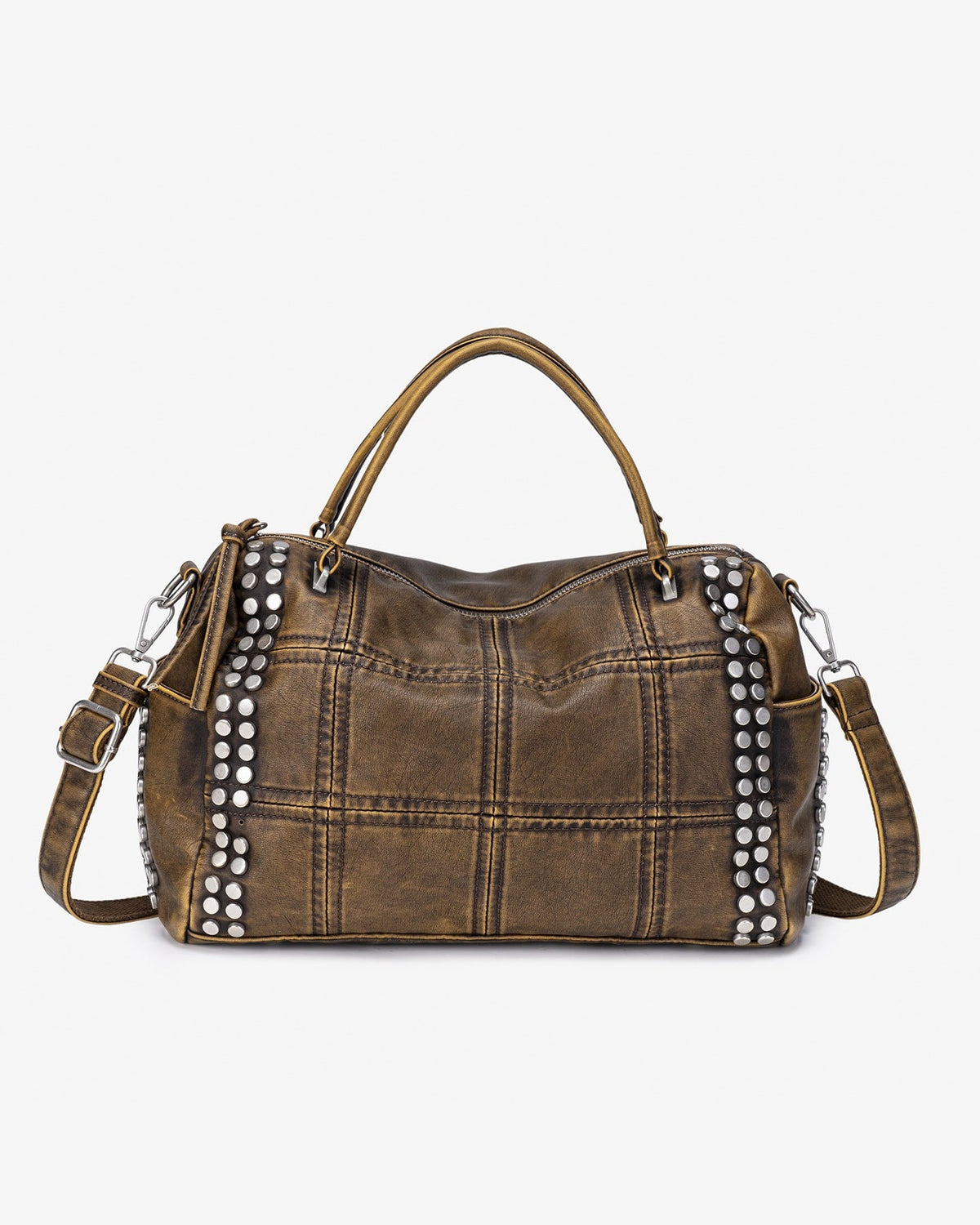Brown studded crossbody bag