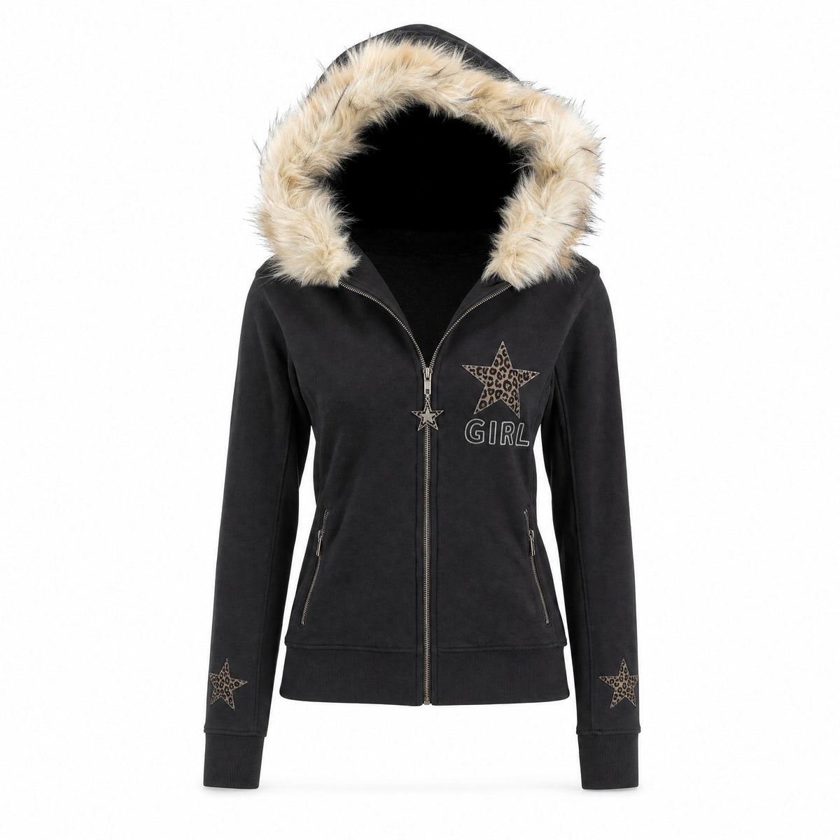 Leopard Star Fur Hood vest
