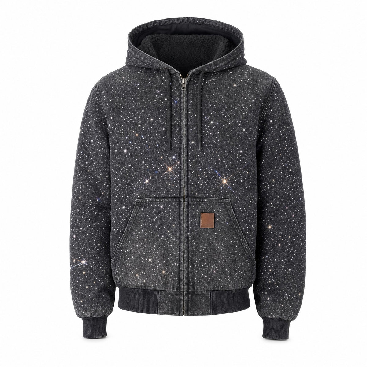 Rhinestone Denim Zip Hoodie