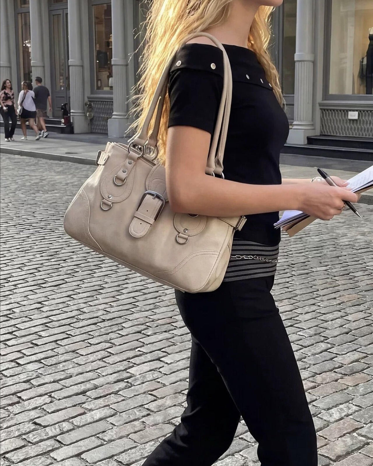 Vintage buckle crossbody bag