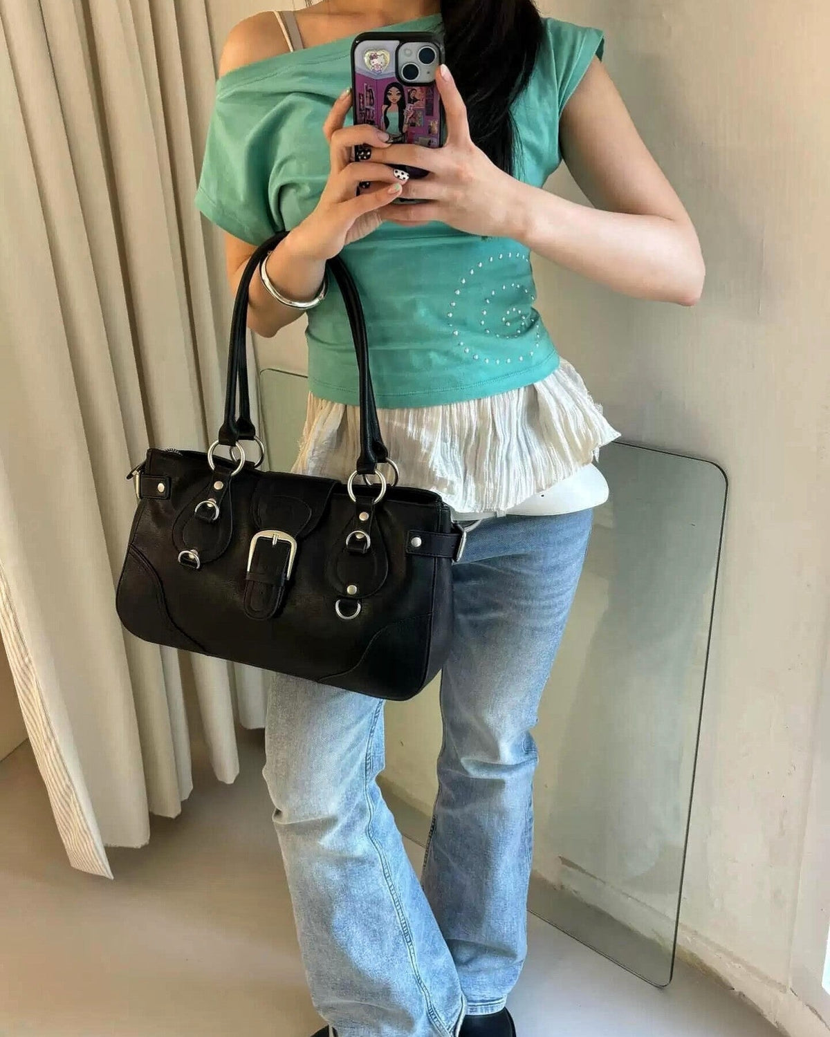 Vintage buckle crossbody bag