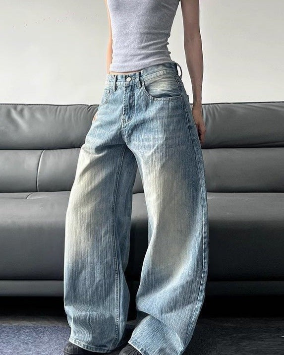 Washed barrel jeans