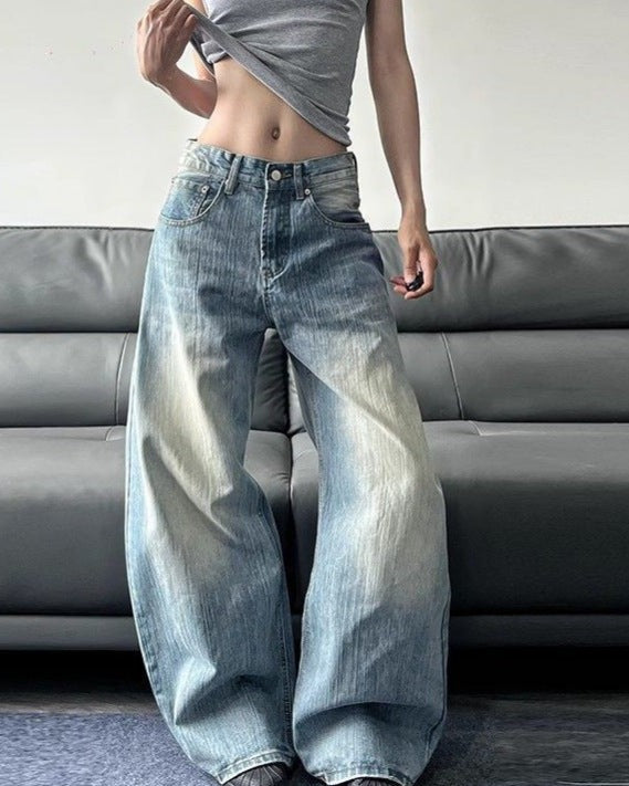 Washed barrel jeans