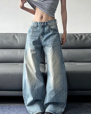 Washed barrel jeans