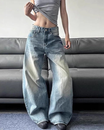 Washed barrel jeans