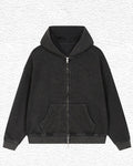 Black washed waffle hoodie