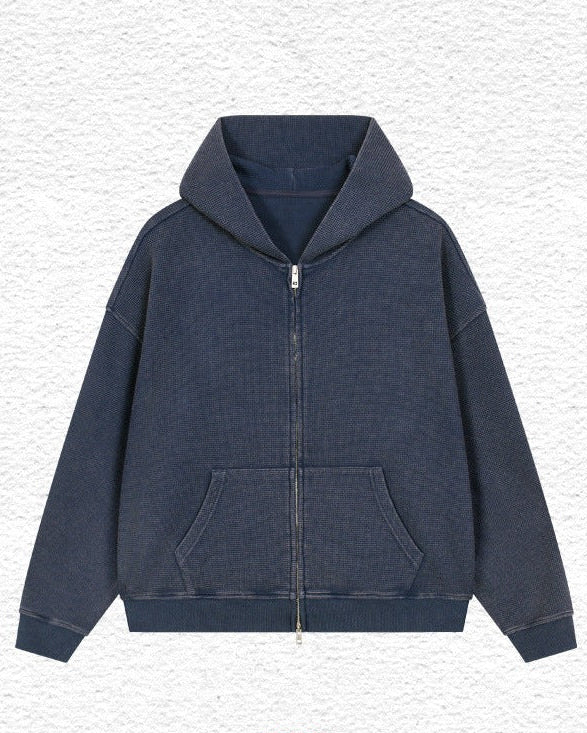 Blue washed waffle hoodie