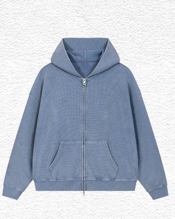 Blue washed waffle hoodie