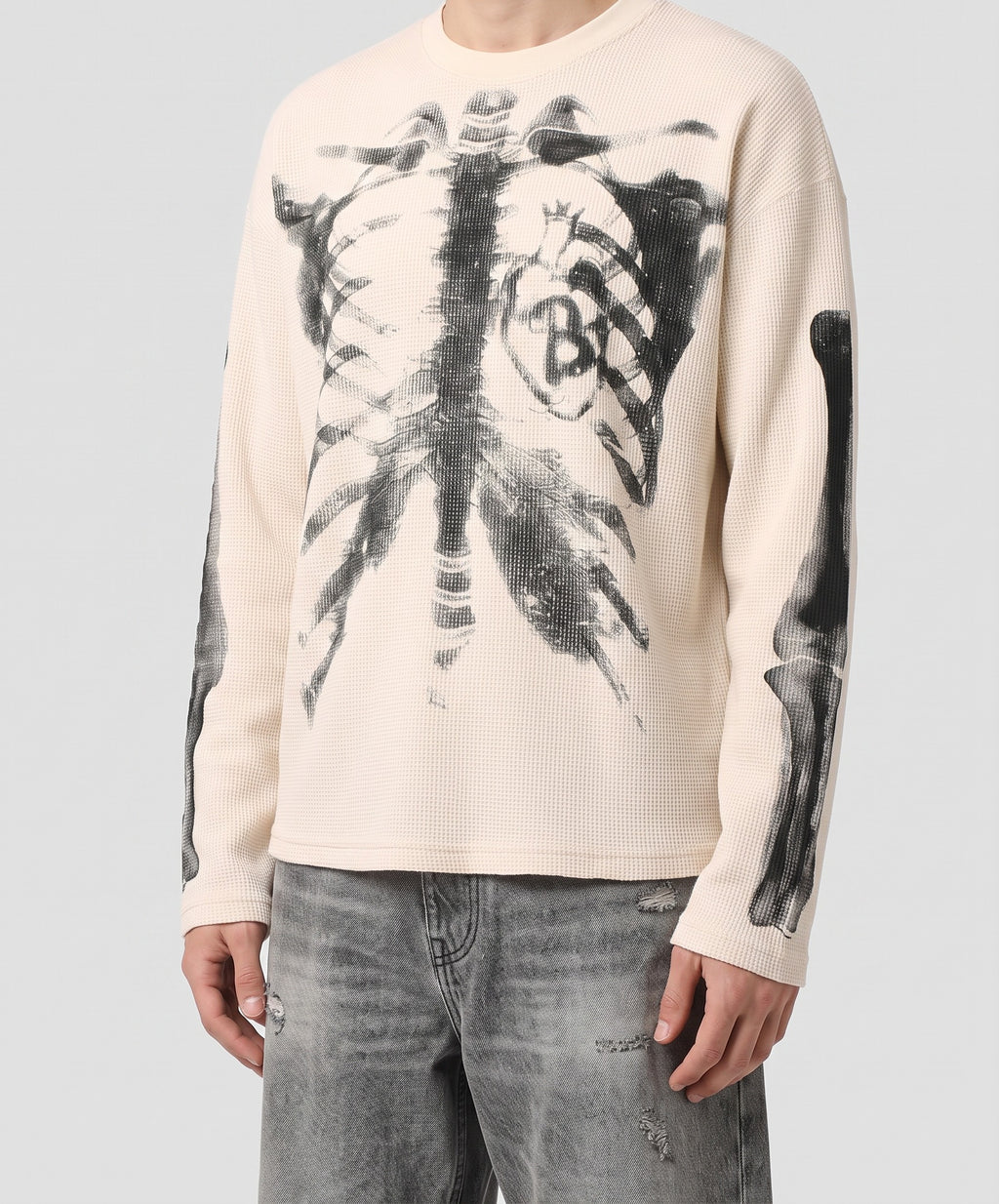 Skeleton X-Ray Longsleeve beige - model front