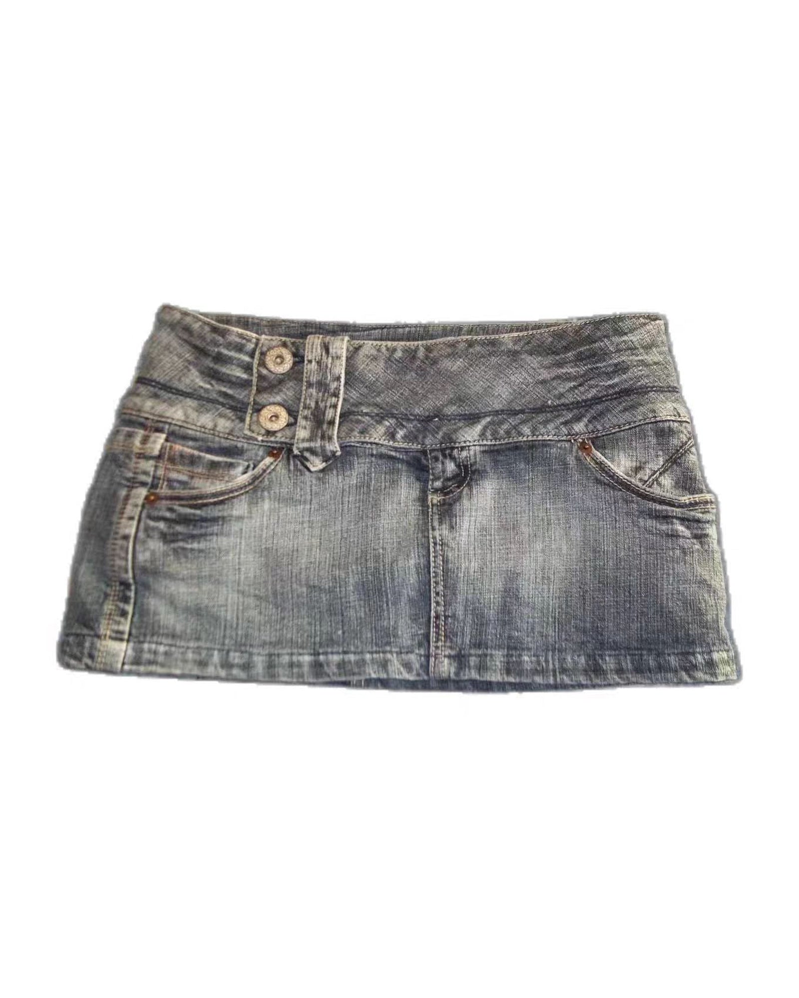 Washed Denim Micro Skirt